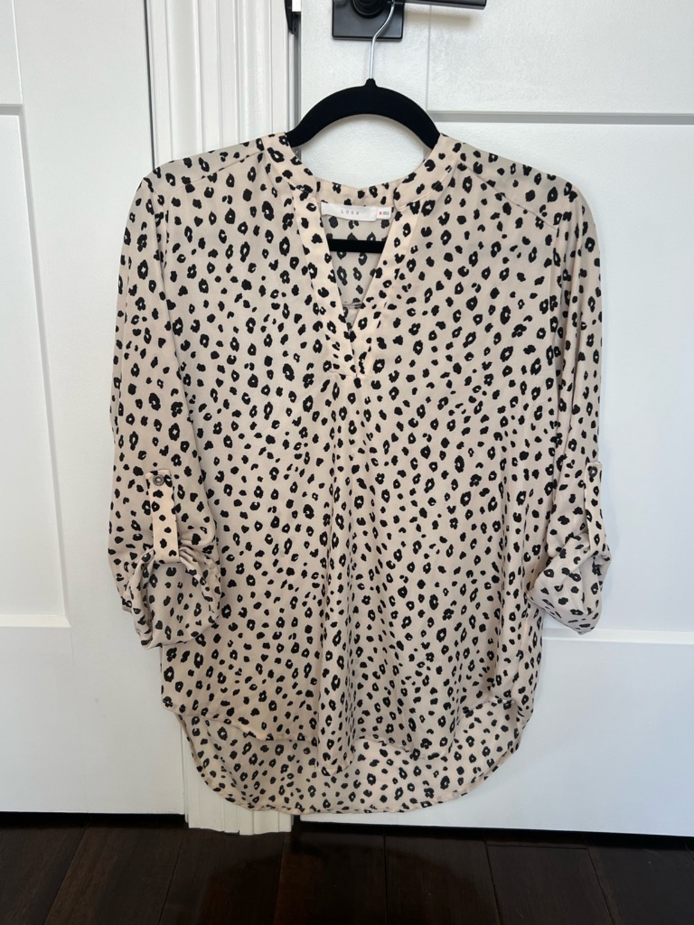 Lush Beige and Black Leopard Print Blouse